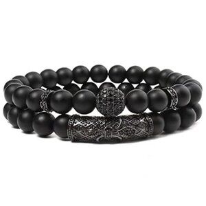 Obsidian Bracelet, Handmade Beaded 8MM Crystal Beads,Adjustable Stretch Bracelet